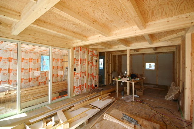 平屋+ガレージの家建築中